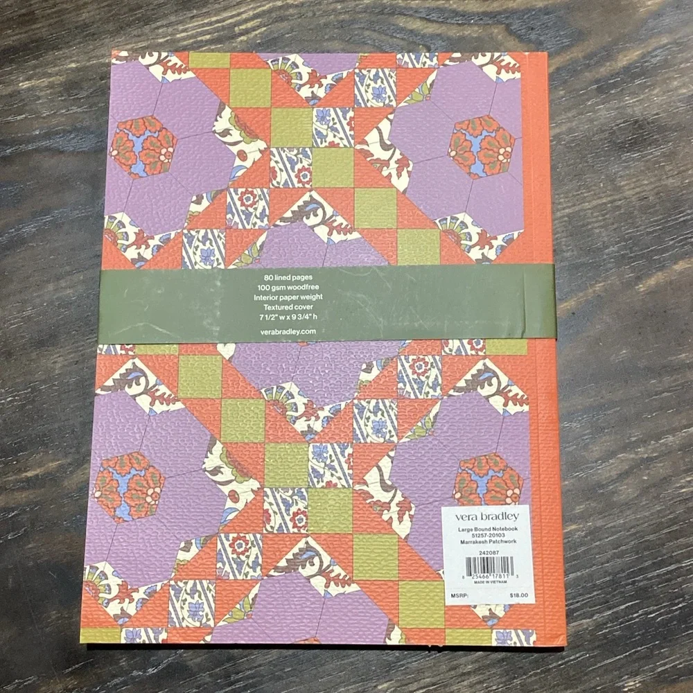 Vera Bradley Marrakesh Patchwork Geometric Design Bound Notebook